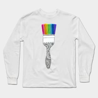 Paintbrush with Mandala Handle Long Sleeve T-Shirt